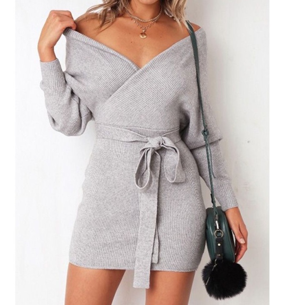 Wrap sweater dress